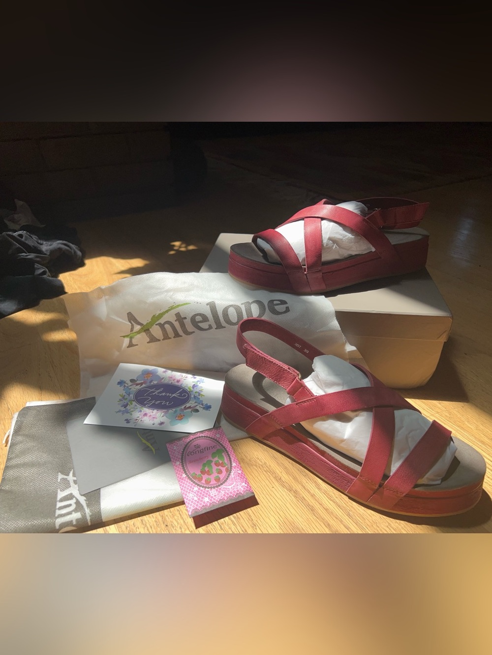 ANTELOPE RED LEATHER SANDALS BRAND NEW